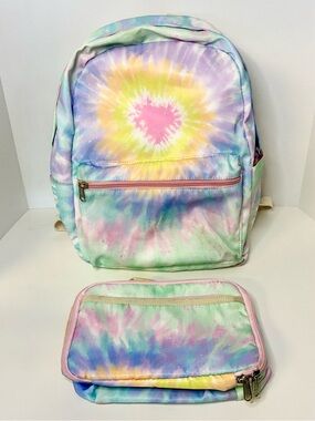 Kids School Tie Dye Backpack with Lunch Box Girls Preschool Kindergarten Set